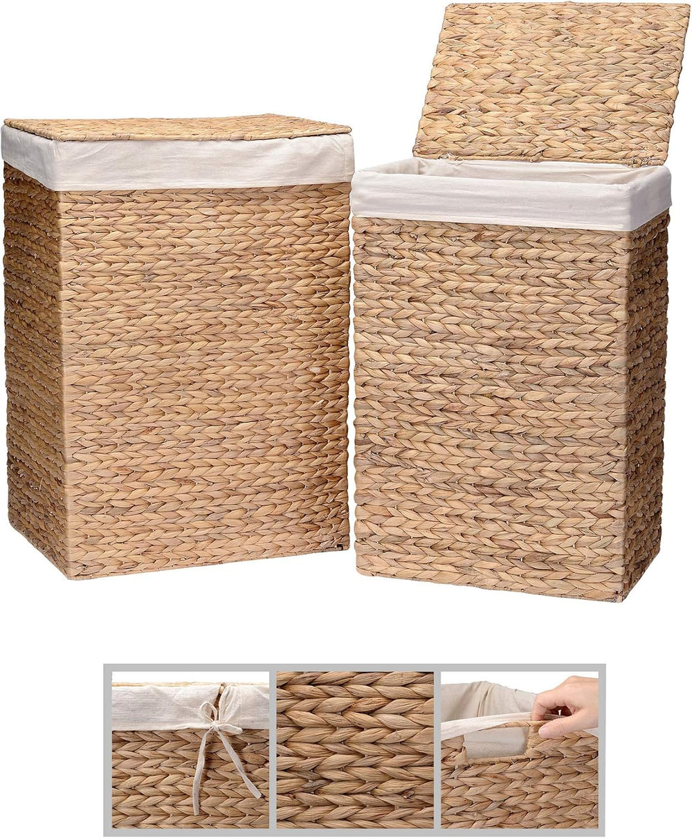 Lavish Home Handmade Wicker Laundry Hampers, Natural, Set of 2, 26”/24”
