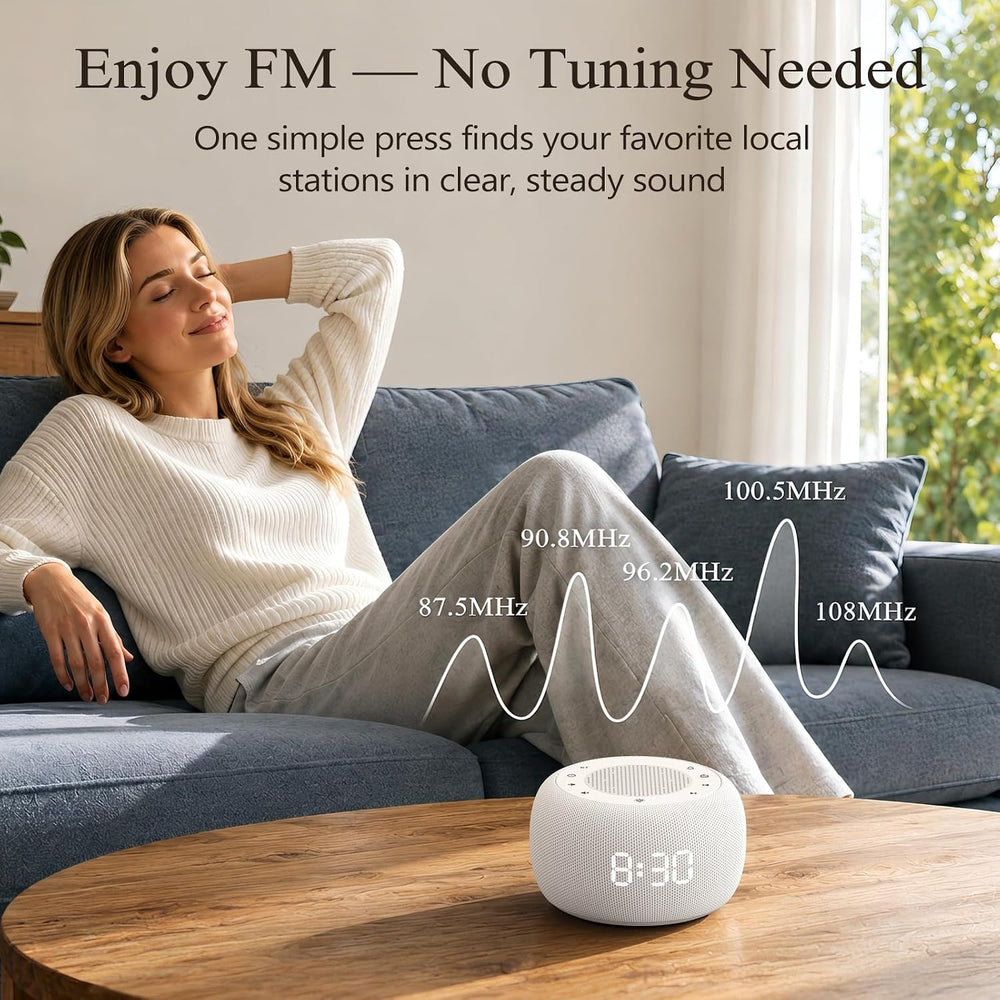 BUFFBEE Alarm Clock Radio with Rechargeable Battery & Bluetooth Speaker