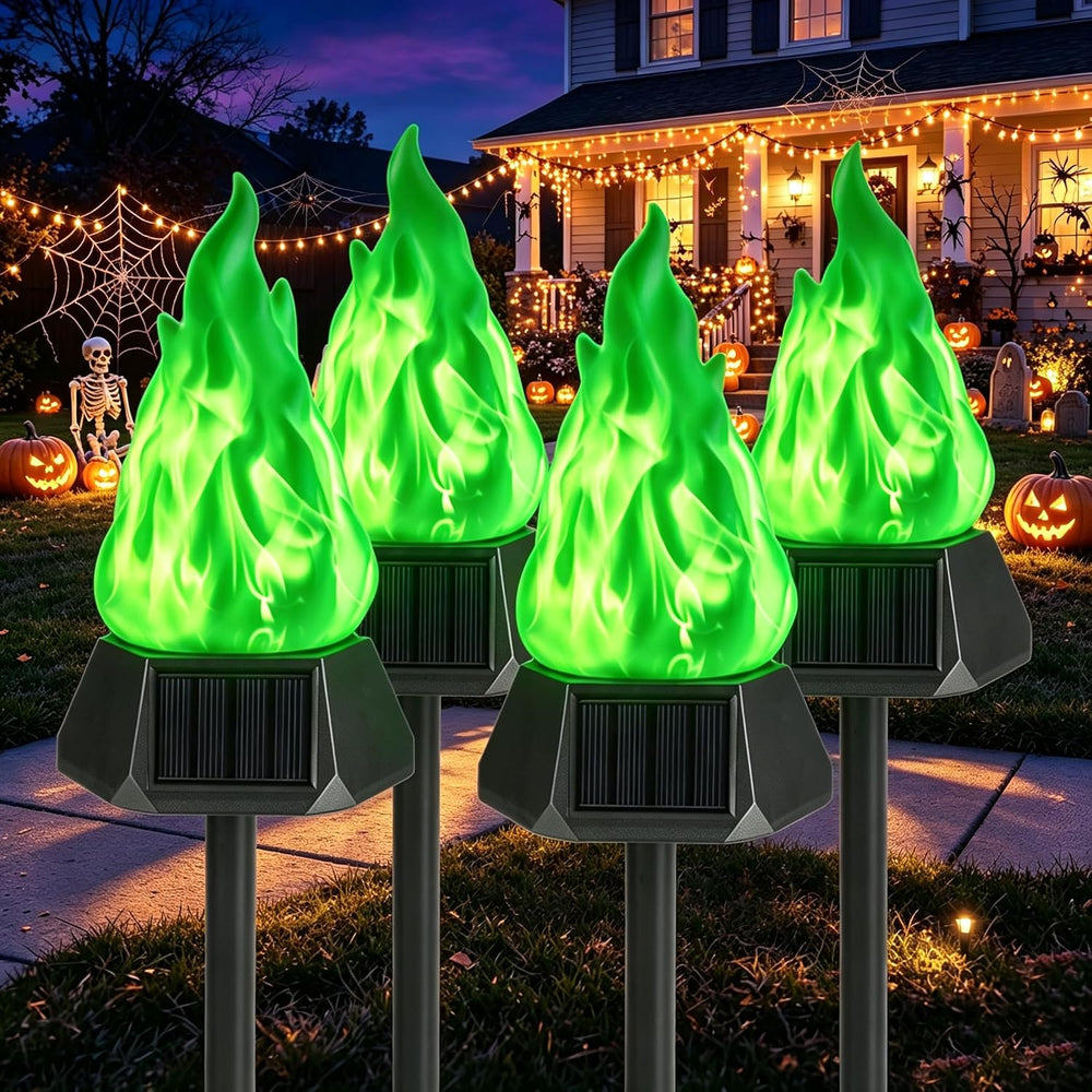 Toodour Solar Halloween Lights Outdoor, 4 Pack Solar Torch Light Waterproof