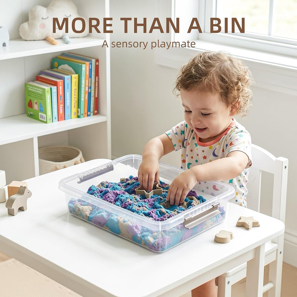 Citylife 3PC Storage Bins with Lids, Stackable Plastic Box, Paper Storage