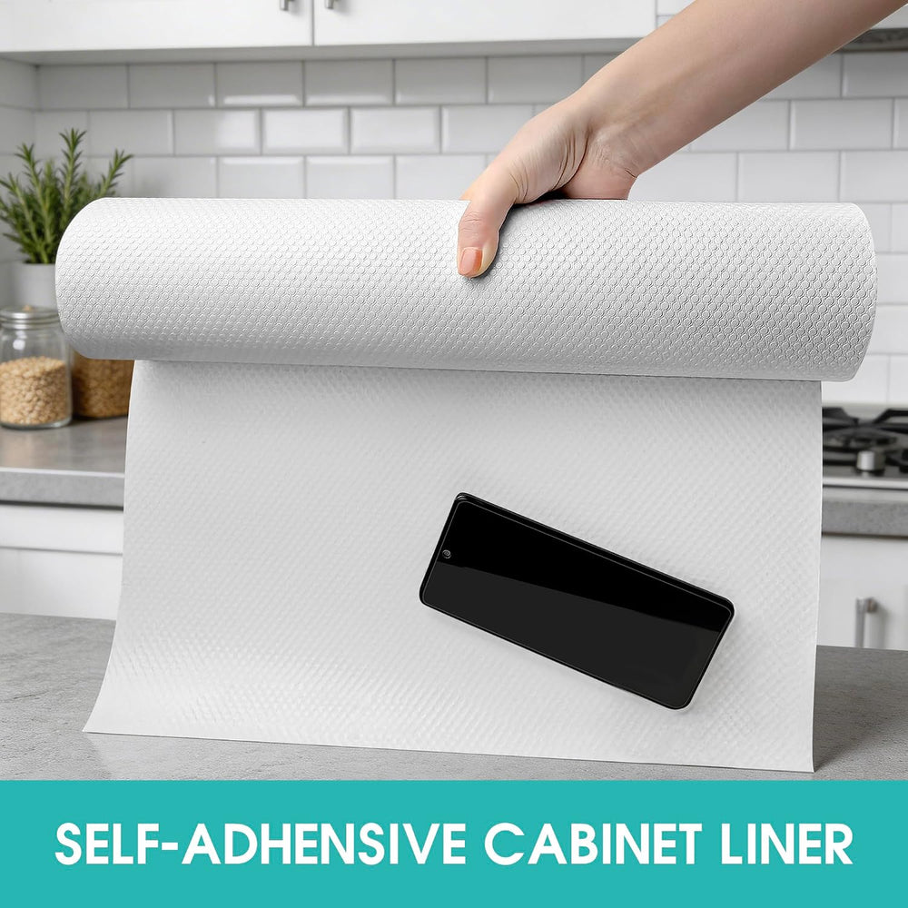 Self-Adhesive Kitchen Cabinet Liner: Peel and Stick Non-Slip 22" W x 290...