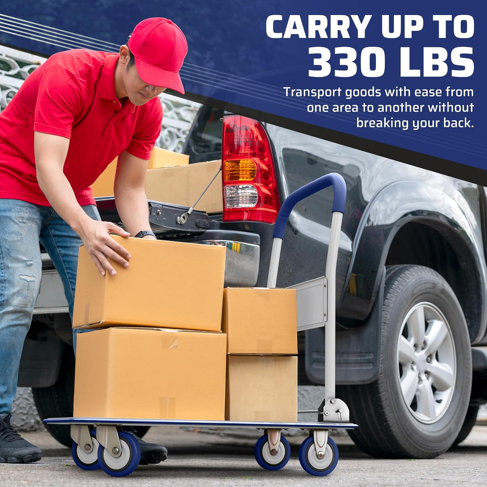 Heavy Duty Foldable Push Cart Dolly | 330 lbs. Capacity | Upgraded Collapsibl...