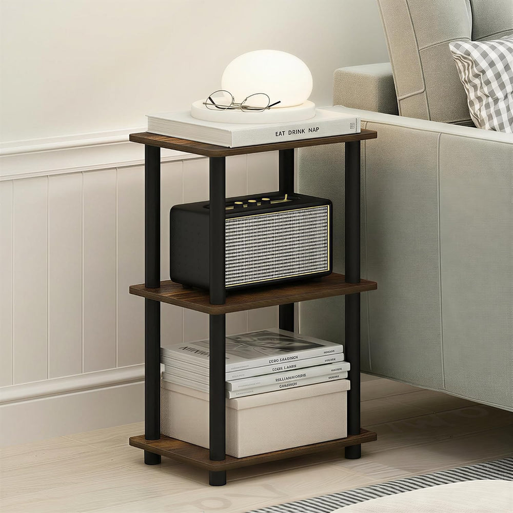 Furinno Turn-N-Tube Storage Shelves, 3-Tier Open Frame Book Shelf, Standing C...