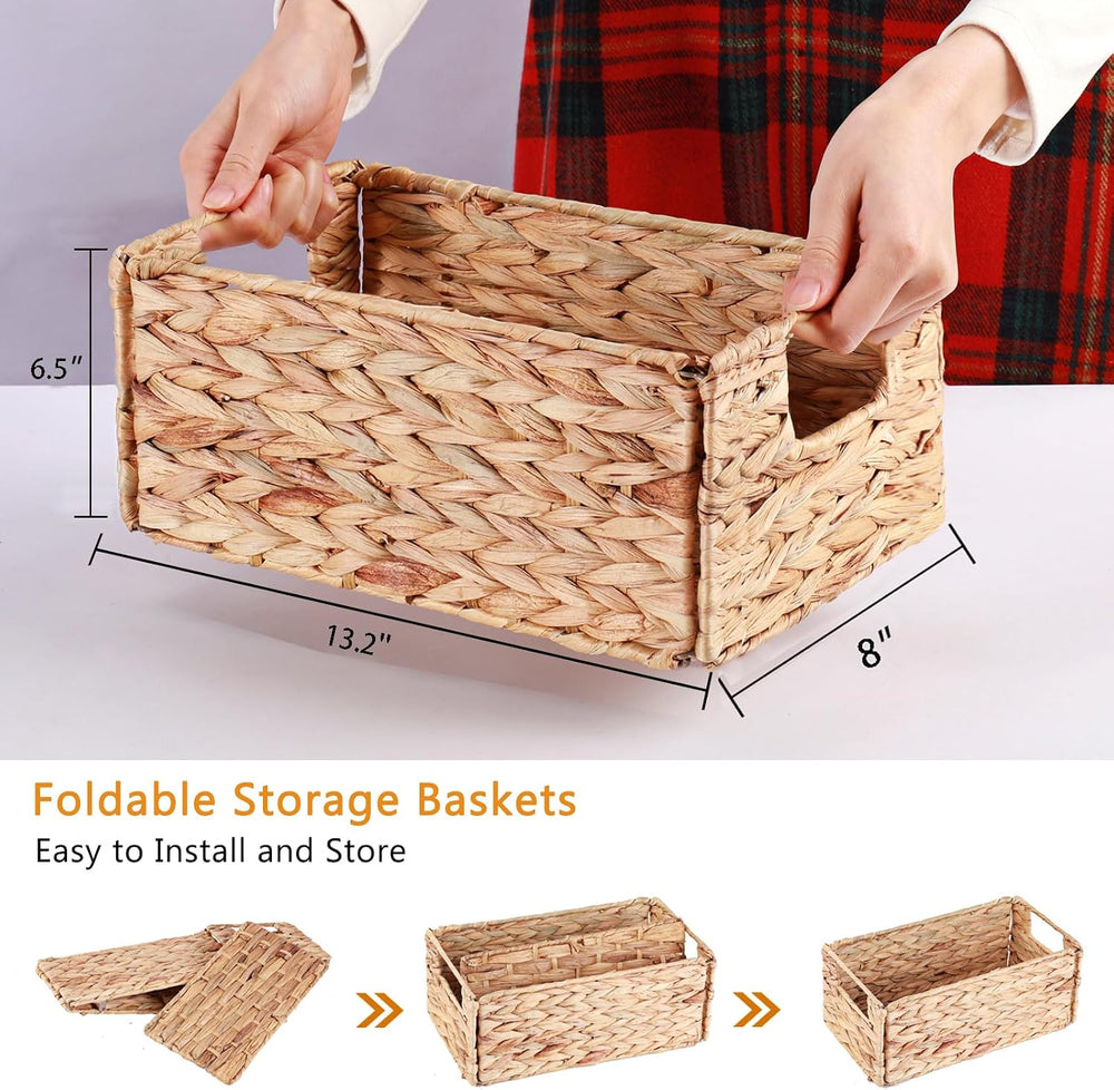 Wicker Storage Basket, Set of 2 Hand-Woven Storage Baskets for Organizing, Sm...