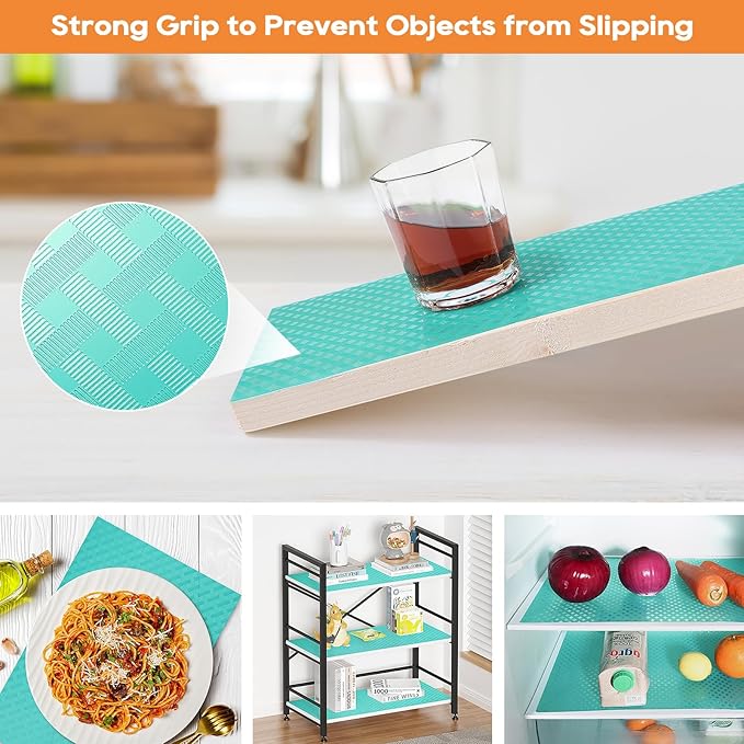 Blue Shelf Liners for Kitchen Cabinets Refrigerator Liners Waterproof &