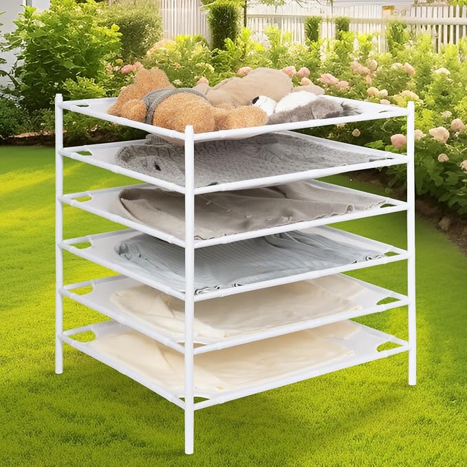 STORAGE MANIAC Sweater Drying Rack, Mesh Clothes Drying Rack, Stackable Laund...