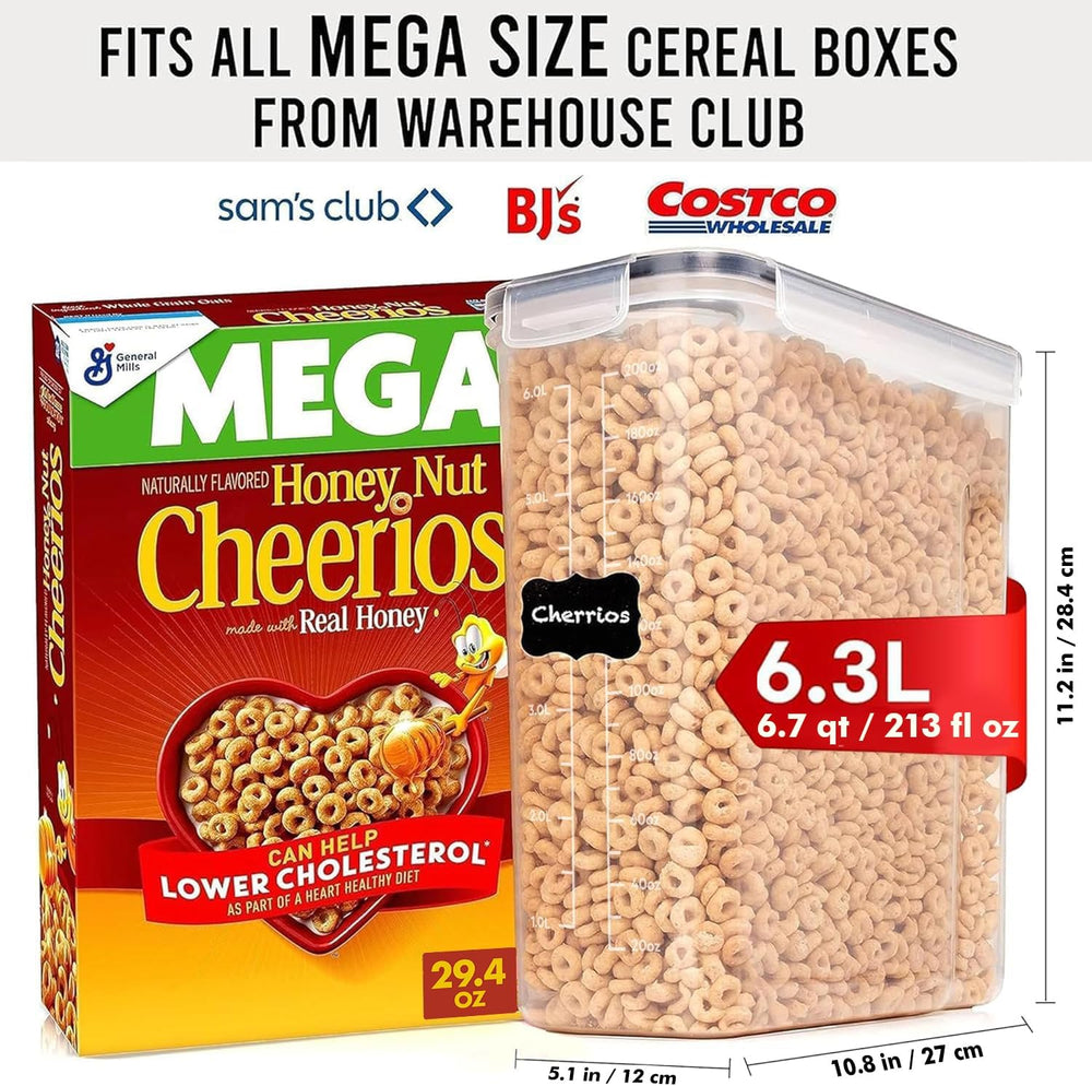 Shazo 2 Pack (6.3L / 213OZ) EXTRA Large Airtight Food Storage Cereal Containe...