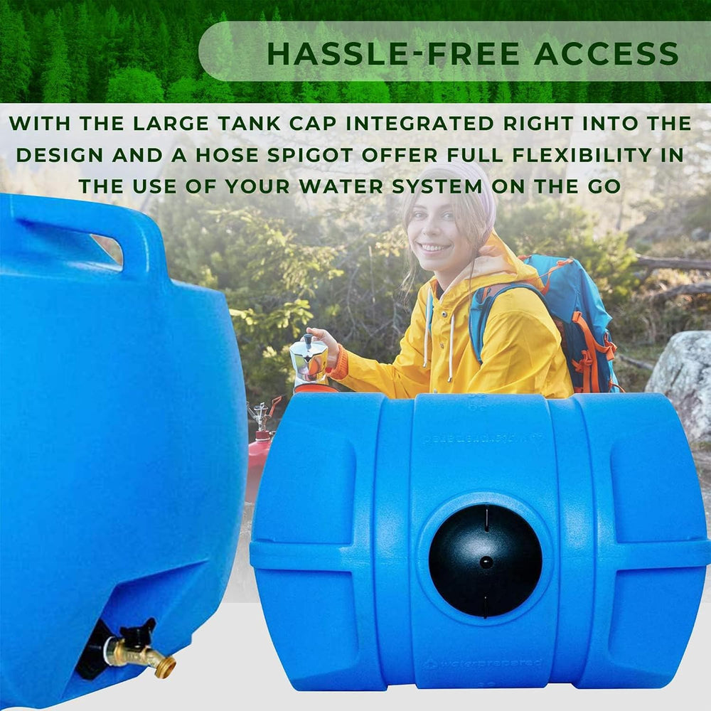 WaterPrepared 35 Gallon Portable Utility Water Tank, Blue