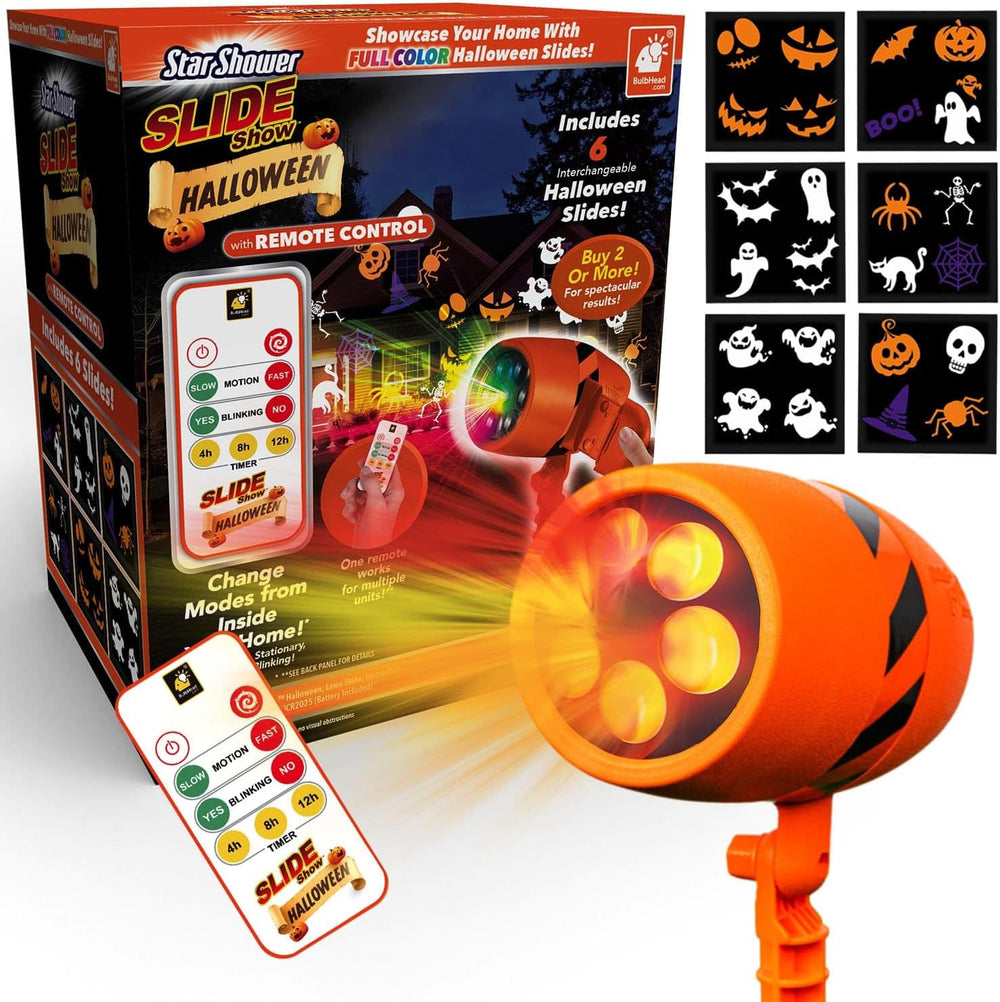 Star Shower Slide Show Halloween LED Projector, 6 Slides, Full-Color