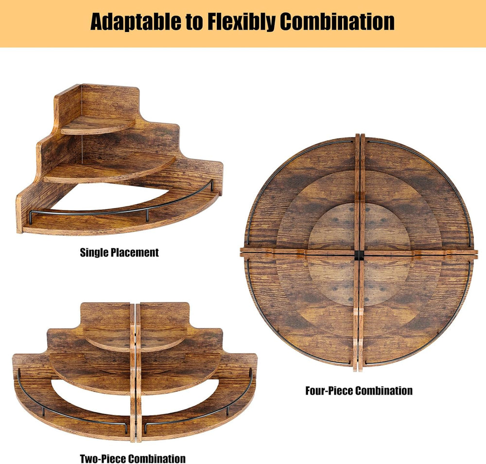 KLM Liquor Bottle Display Corner Shelf, Brown