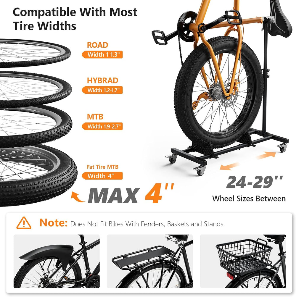 Vertical Bike Stand, (3 Pack) Space Saving Indoor Bicycle Storage Rack with W...