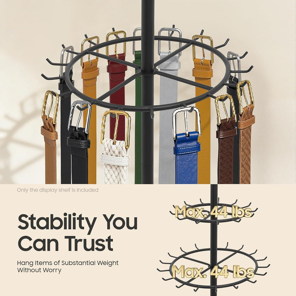 66In Floor Standing Belt Display Stand, Double-Layered Design Belt Hanger wit...