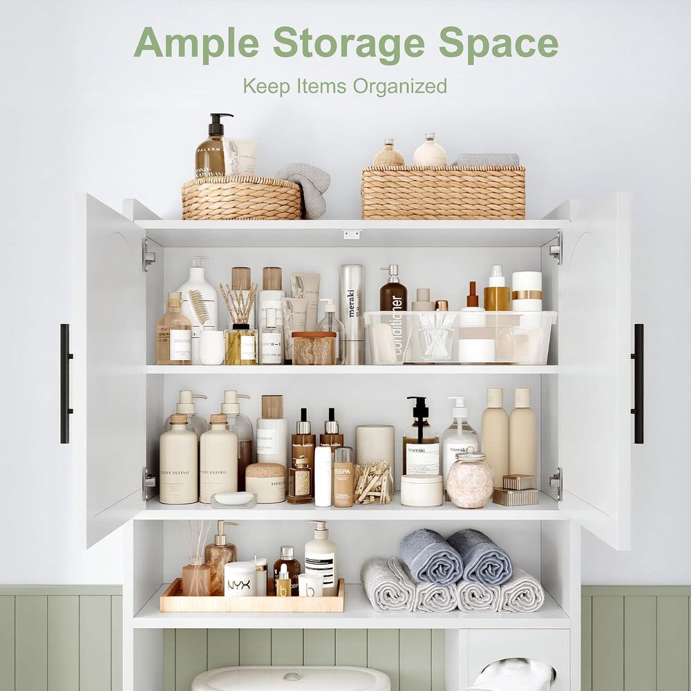 34"W Over the Toilet Storage Cabinet with Arched Doors, Wood