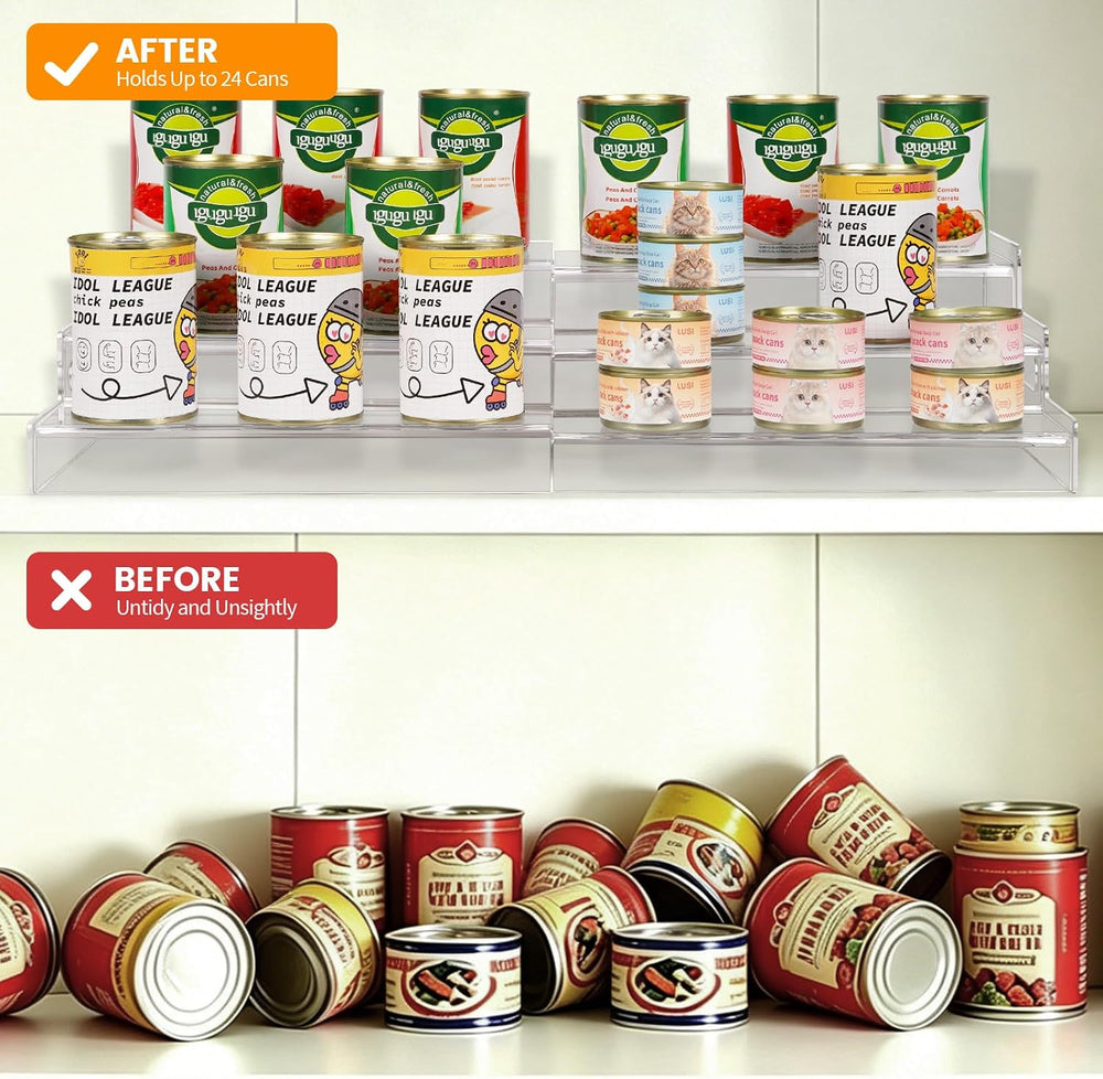 Expandable Can Rack Organizer, 3 Tier Acrylic Can Food Storage for Pantry