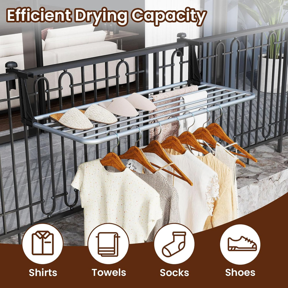 Giantex Portable Clothes Drying Rack, Aluminum Hanging Laundry Rack with Adju...