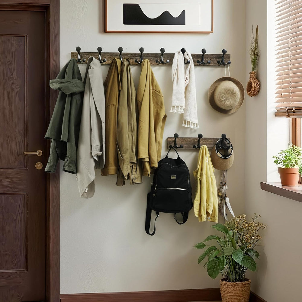 WEBI Coat Rack Wall Mount,36" Solid Wood Coat Hooks Wall Mounted Coat Ha...