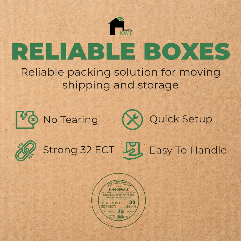 EconoHome Corrugated Shipping Boxes - 18x14x12" Medium Moving Boxes - Du...