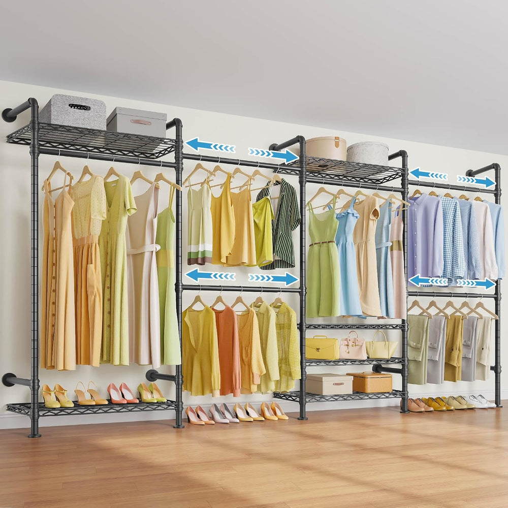 Timate F4 Wall Mounted Clothes Rack Industrial Pipe Clothing Rack for Hanging...
