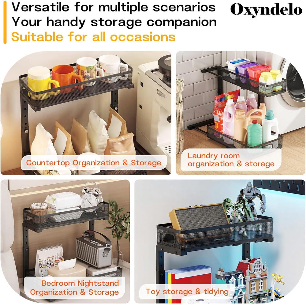 2-Tier Under Sink Organizer, Metal Pull-Out, Black