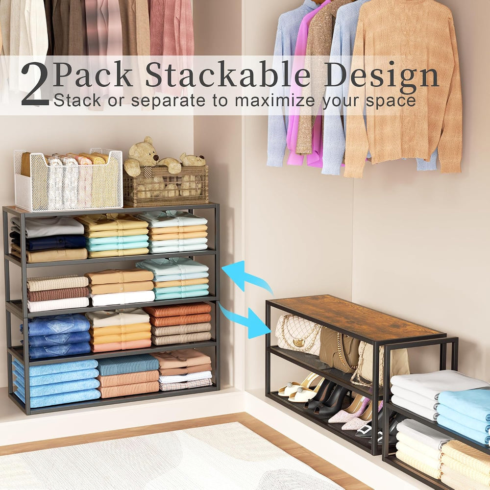 Closet Organizers and Storage, 2 Pack Stackable Closet Storage