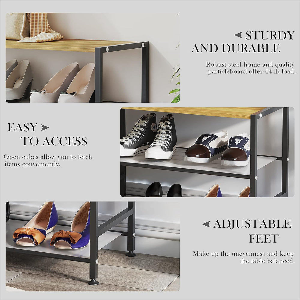 AHMED Shoe Rack,5-Tier Metal Shoe Rack with MDF Top Board and 4 Mesh Shelves,...