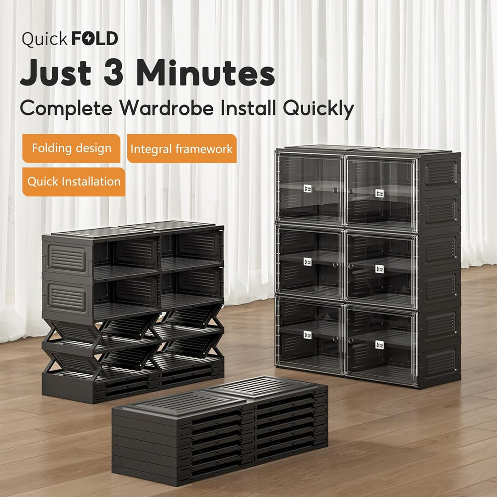 Vipbox Black Shoe Rack Organizer Cabinet for Closet Entryway,Clear Shoe Stora...