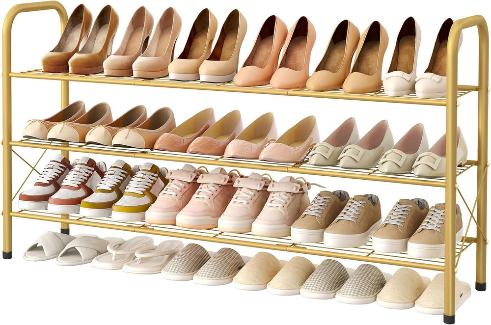Hoctieon 3 Tier Mesh Style Shoe Rack, Entryway Shoe Shelf, Shoe Storage Organ...