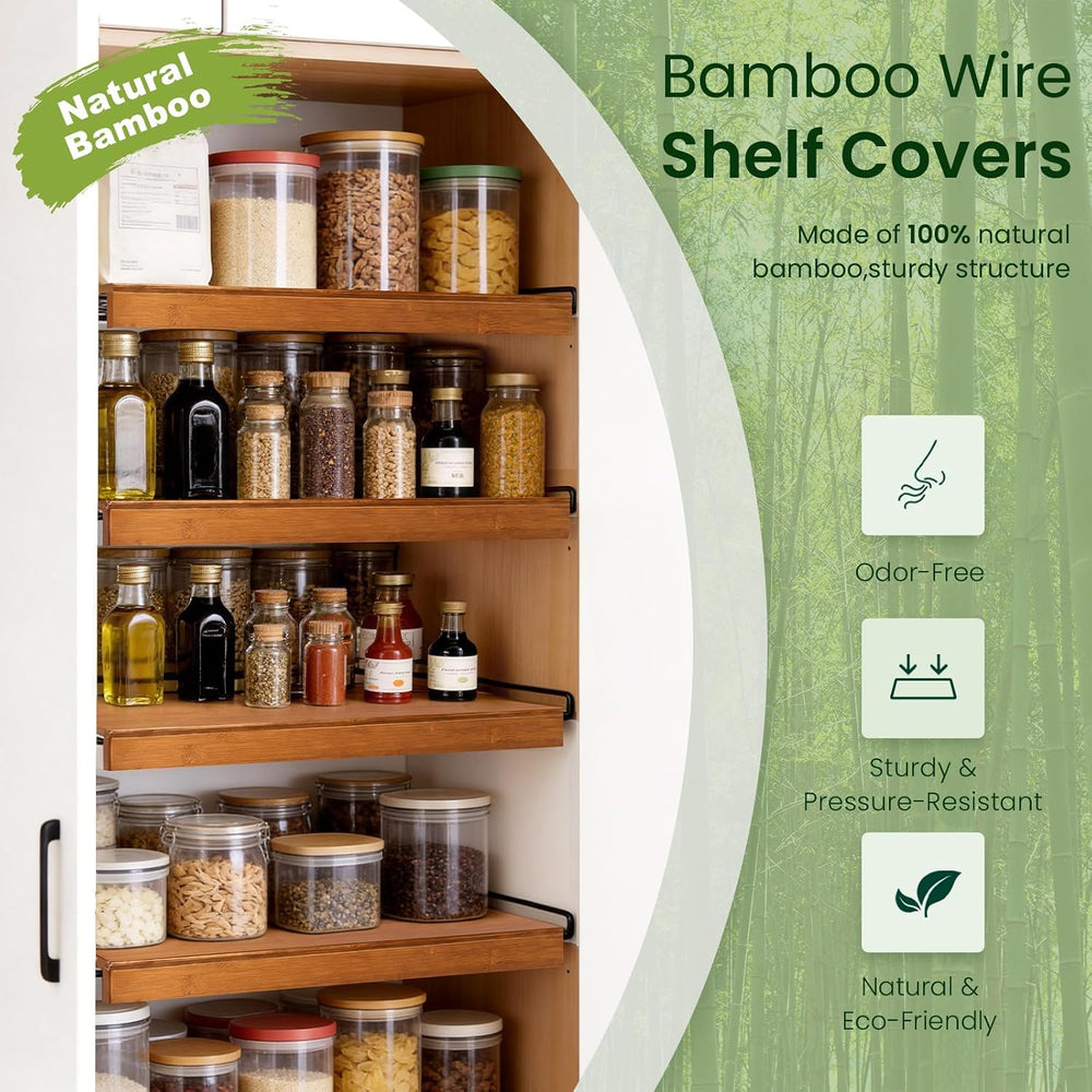 Bamboo Wire Shelf Covers for Wire Shelving, 24" W X 16" D, 5 PCS