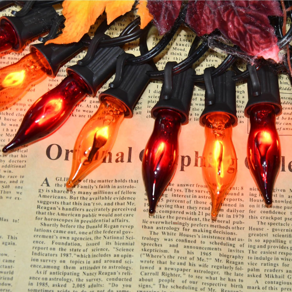 27.8Ft Orange and Purple Halloween Lights Flame String Lights, Spooky Flicker...