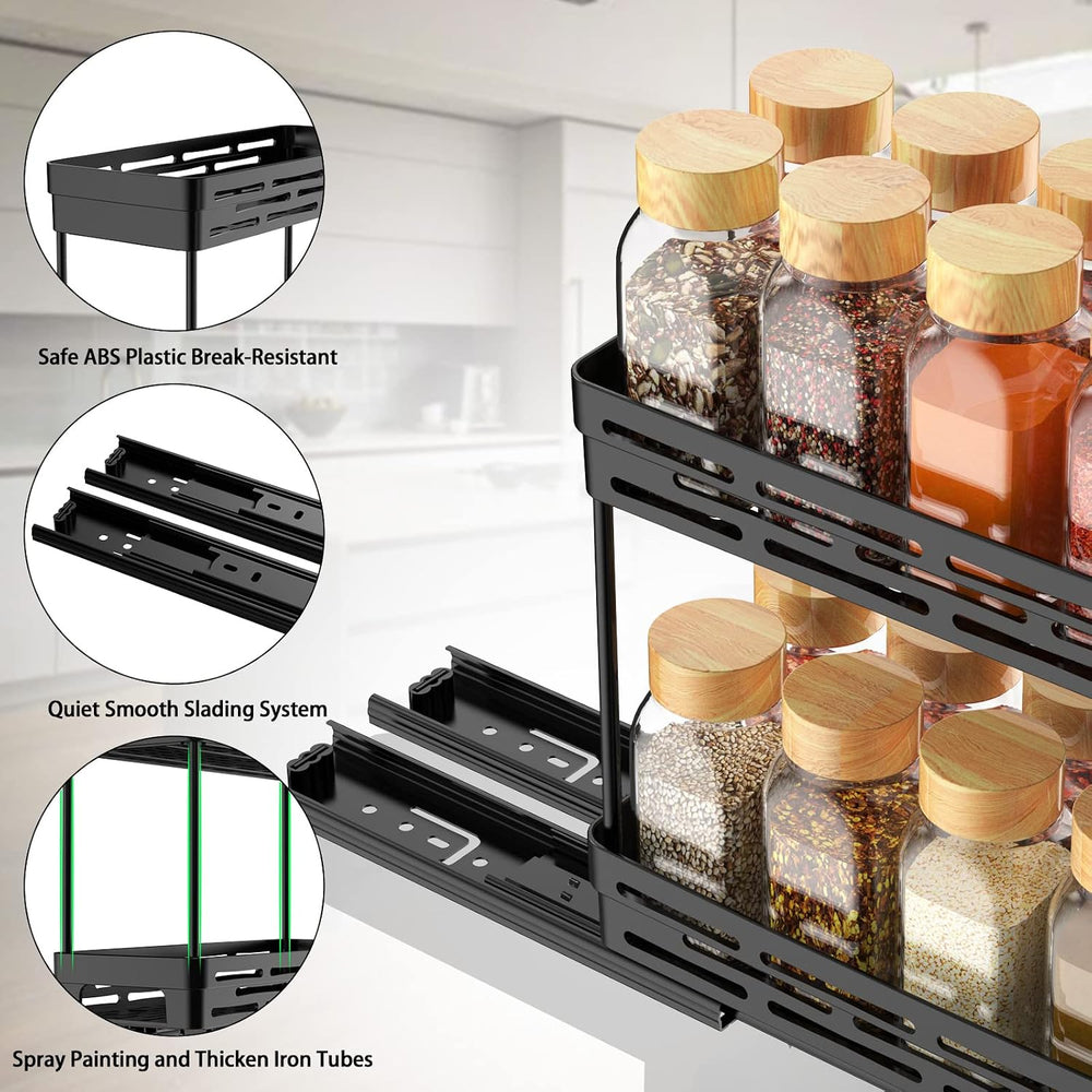 Pull Out Spice Rack Organizer for Cabinet, 3 Packs Slide Out Spice Racks Orga...