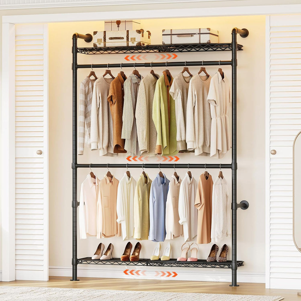 ONBRILL H1 Plus Expandable Wall Mounted Closet System Clothing Rack Black