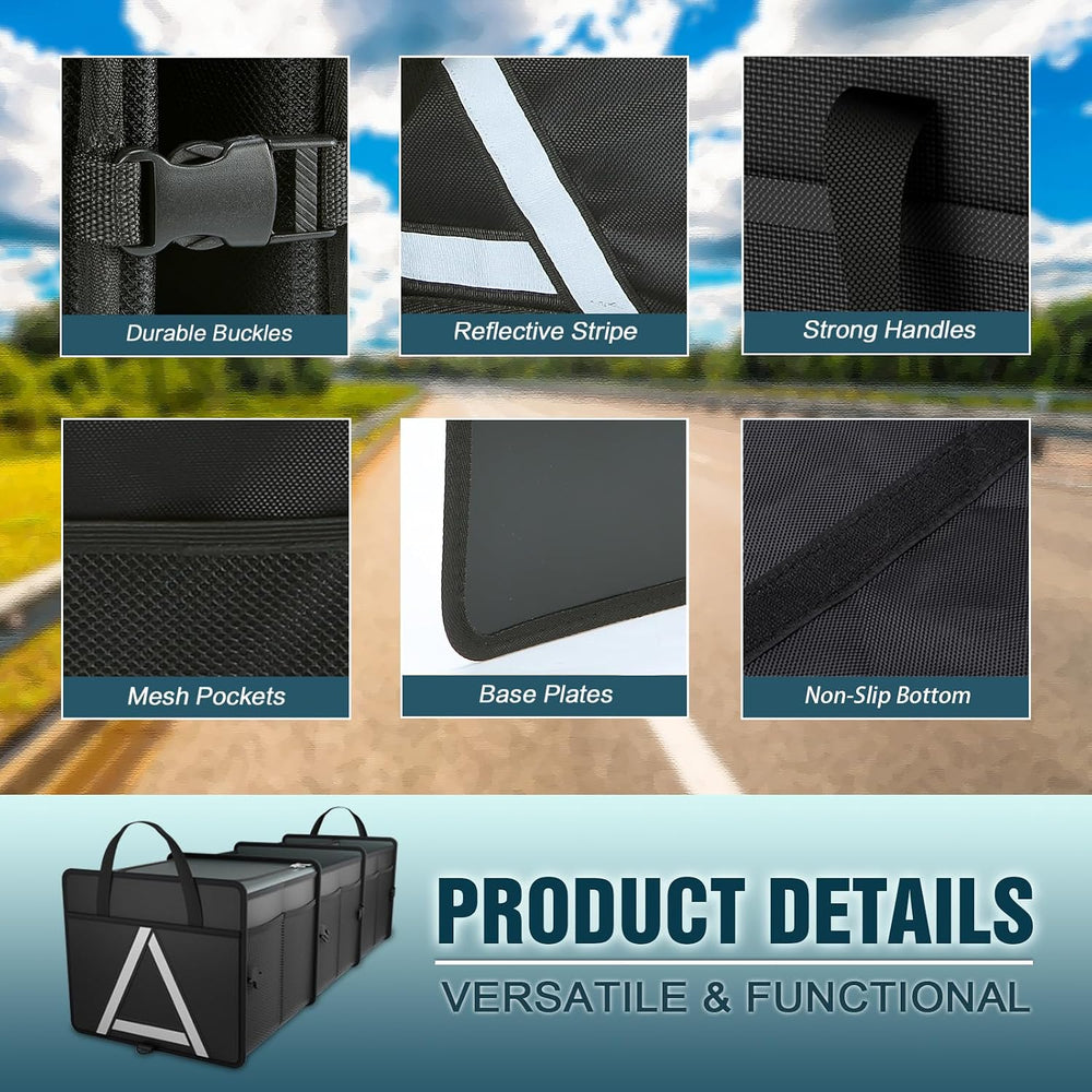 K KNODEL Trunk Organizer Storage with Cooler for Car and SUV (Large, Black)
