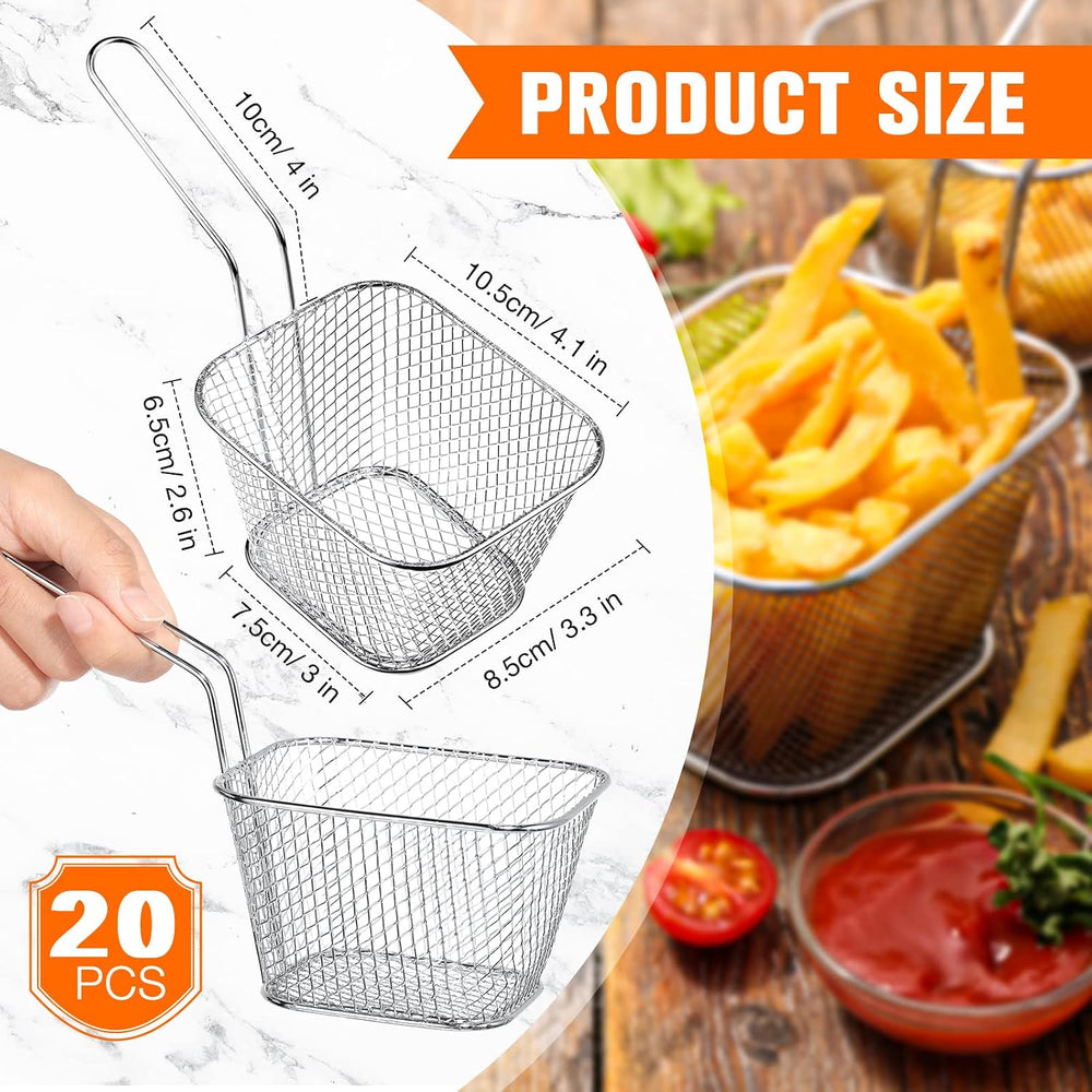 Potchen 220 Pcs Mini Square Fry Baskets, Metal Serving Baskets with Liners (2...