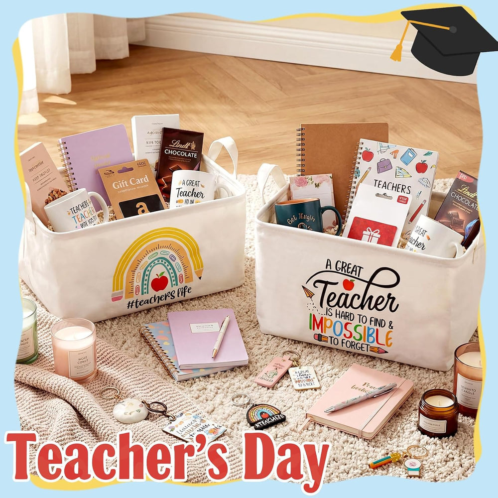 Breling 4 Pcs Teacher Appreciation Gift Basket Empty Best Teacher Ever Storag...