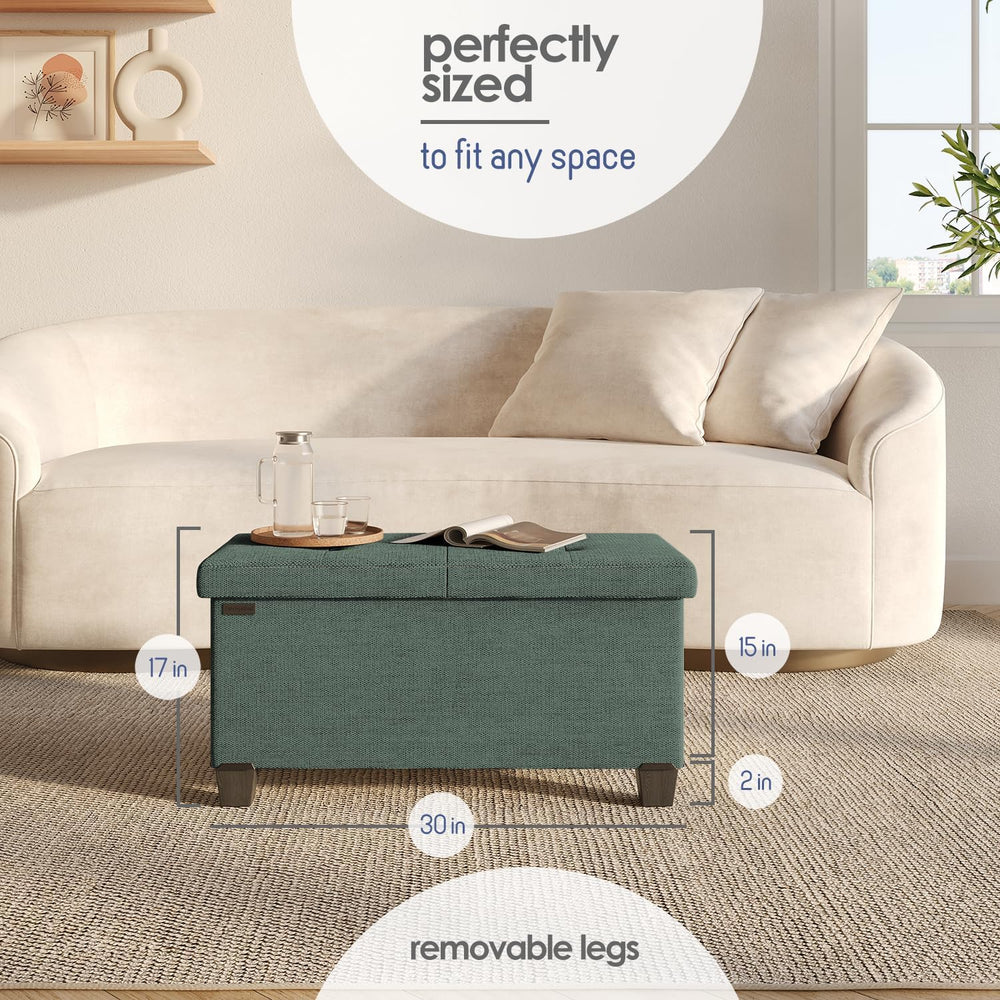Storage Ottoman Bench with Bins, 30-in Storage Bench for Bedroom End of Bed, ...