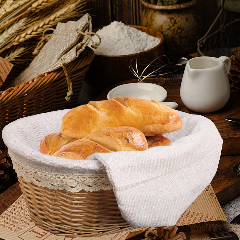 2 Pack 12 Inch Oval Wicker Bread Basket, Elegant Woven Wicker Bread Baskets f...