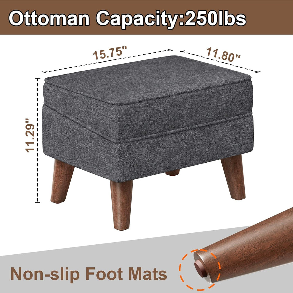 FAGAGA Small Footstool Ottoman with Adjustable Lid, Storage Ottoman