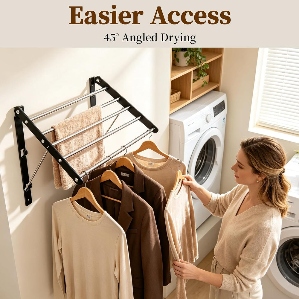 Wall Mounted Drying Rack, Foldable Laundry Rack, 13–23" Adjustable Width