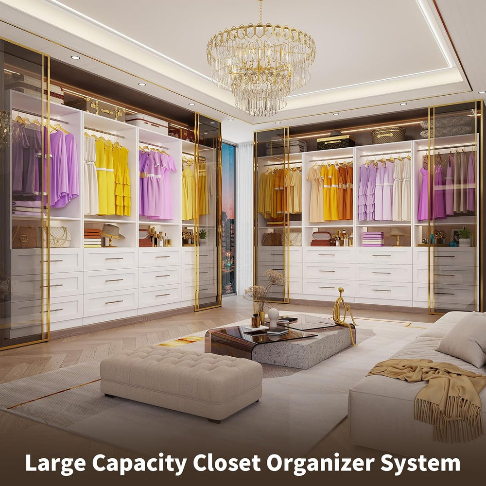 Westcity Closet System Set of 4, Closet System with 12 Drawers, 8 Rods & ...