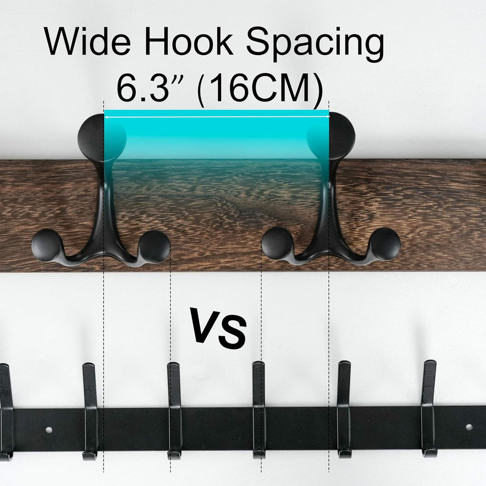 WEBI Coat Rack Wall Mount,30" Solid Wood Coat Hooks Wall Mounted Coat Ha...