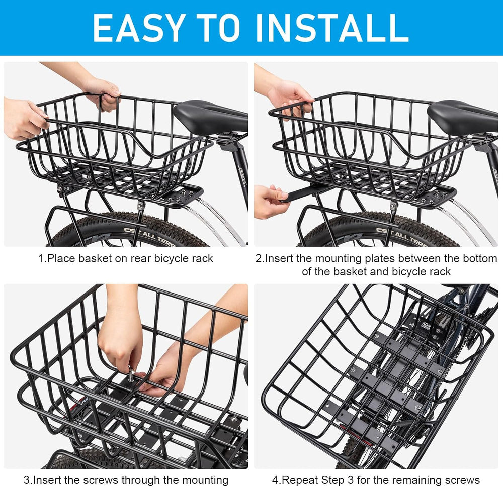 CXWXC Rear Bike Basket - Rear Mount Aluminium Bike Basket Large Capacity