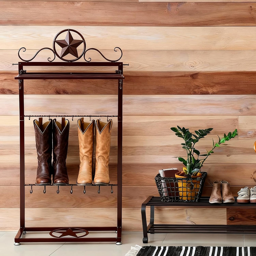 Novabright Western Boot Rack for 4 Pairs, Metal Star Freestanding Cowboy Boot...