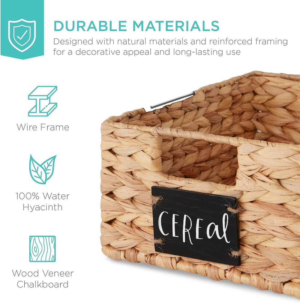 Best Choice Products Set of 4 9x12in Water Hyacinth Pantry Baskets, Woven Org...