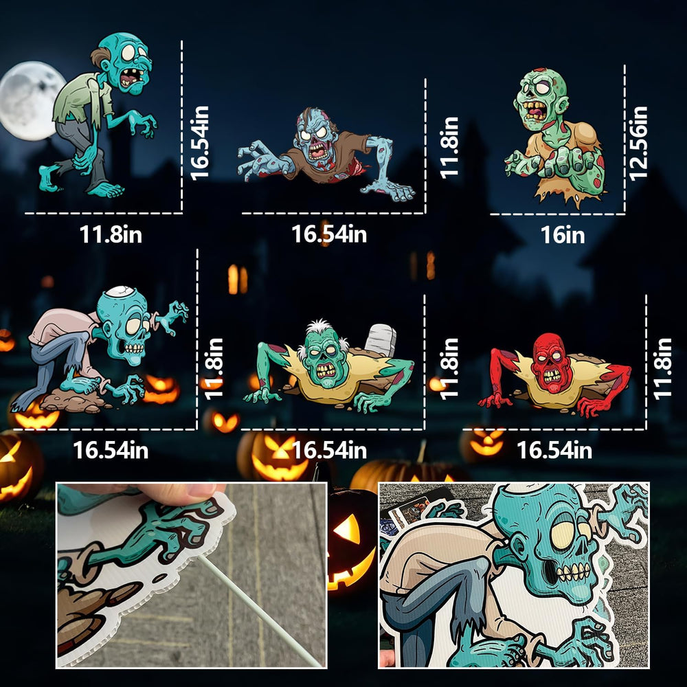 12Pack Halloween Scary Zombie Monster Yard Signs with Stakes 16.54 x 11.8in