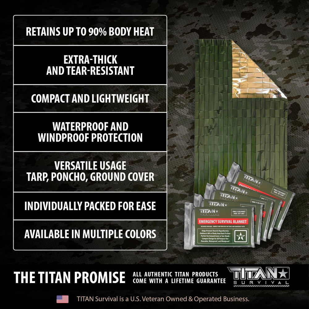 Titan Emergency Blanket 5 Pack Mylar - Thermal Space Blanket
