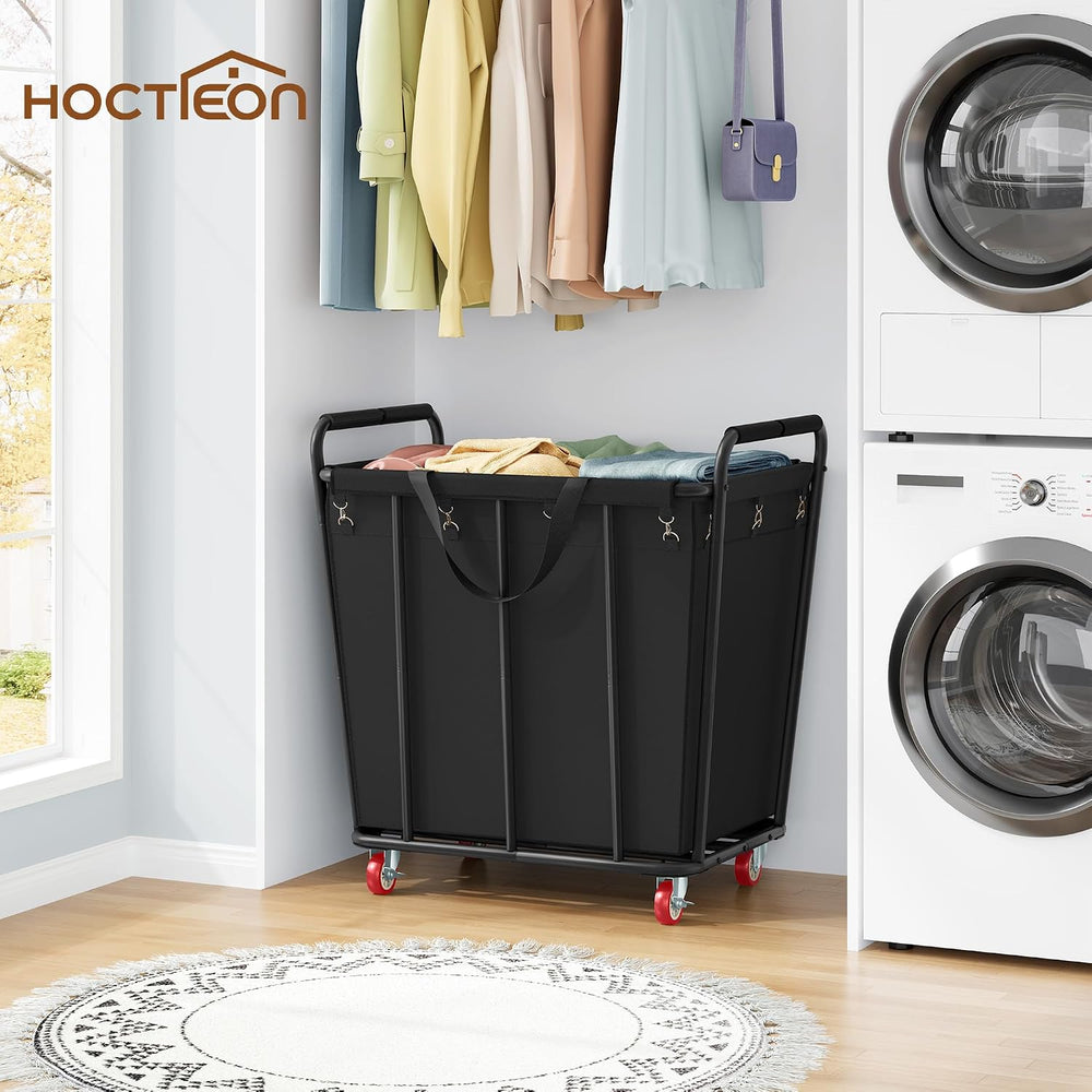 Hoctieon Large Laundry Cart with Wheels, 400L Heavy Duty Laundry Basket Organ...