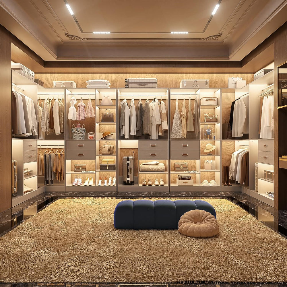 Armocity Freestanding Closet System with 3 Sets, 110'' Reversible Sta...