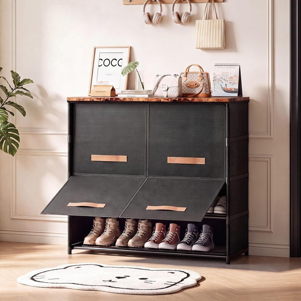 5 Tier Shoe Storage Cabinet with Doors, Sturdy Long Shoe Rack Organizer