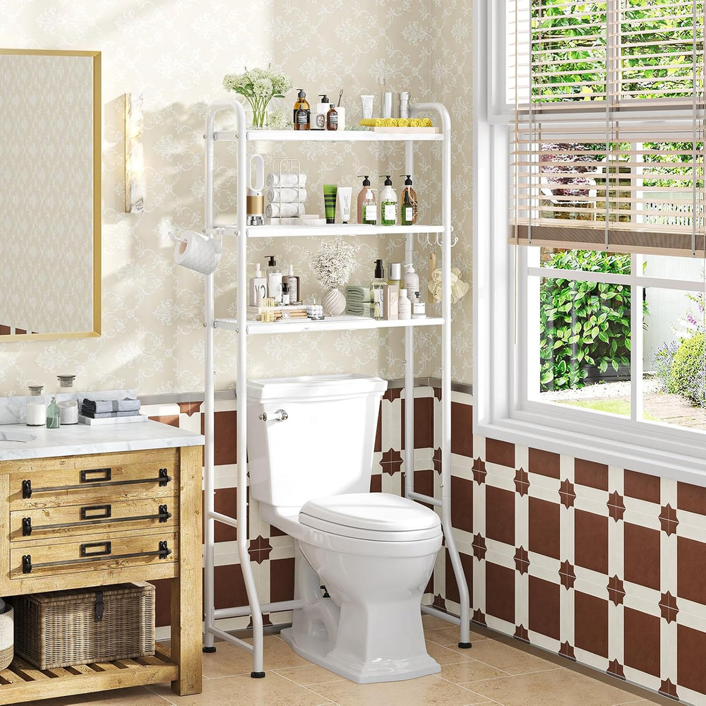 Simple Trending Expandable Over The Toilet Storage Rack, Metal 3 Tier Bathroo...