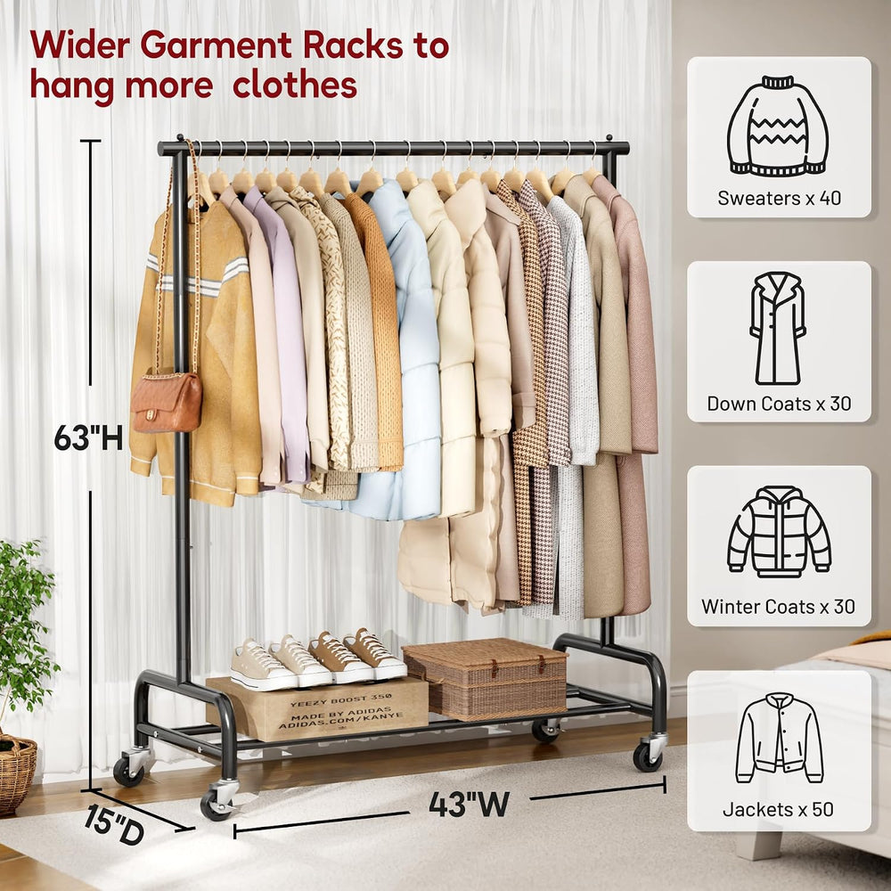 SLEEPING LAMB Heavy Duty Clothing Racks for Hanging Clothes Rack, 43" Wi...